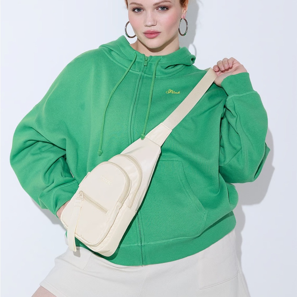 PINK Nylon Sling Bag - White Ivory